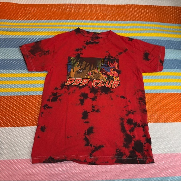 999 Club by Juice WRLD Anime Red & Black Tie Dye T-Shirt - Picture 2 of 4